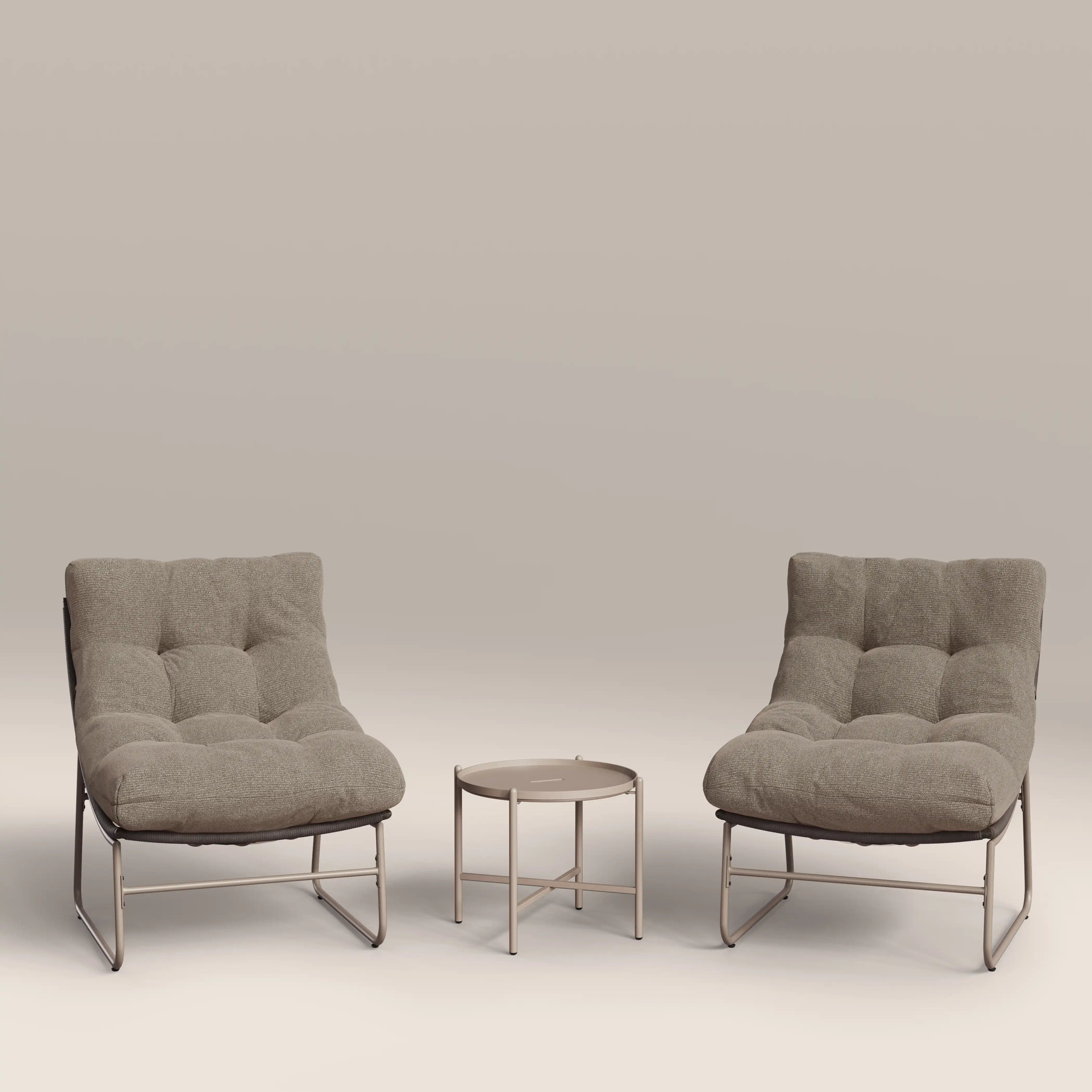 Odessa Garden Bistro Lounge Set | Natural Boucle & Taupe