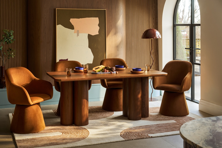 Noelle 6 Seat Rectangle Wooden Dining Table | Walnut