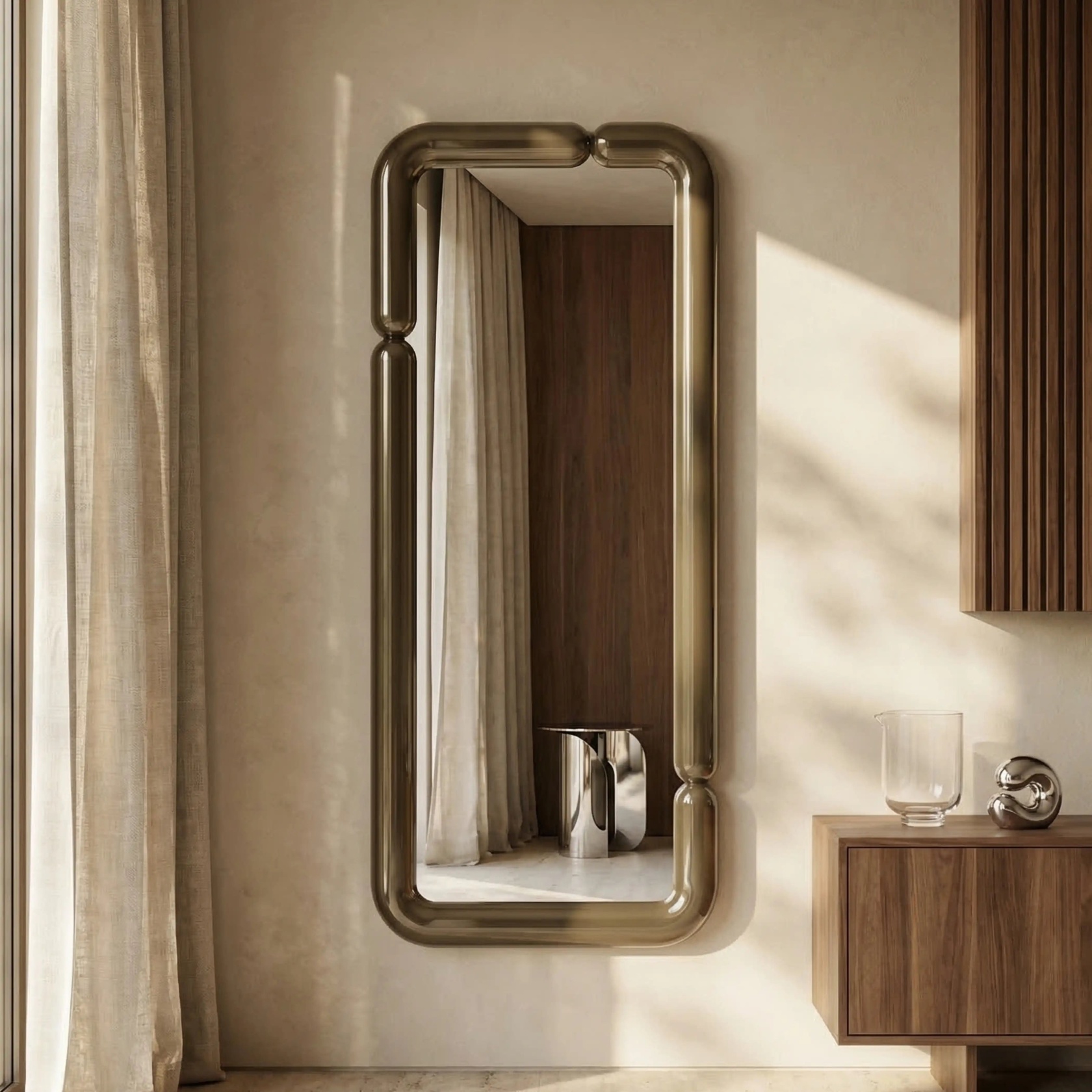 Alana Rectangle Full Length Mirror, 160 x 60 cm |  High Gloss Clay Green