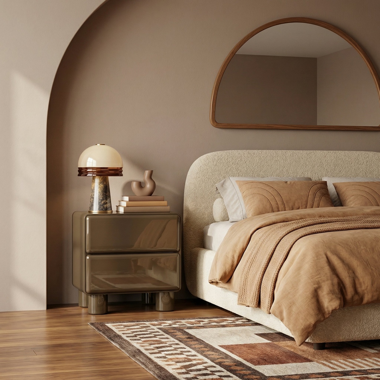 Roanne 2 Drawer Square Bedside Table | High Gloss Clay Green
