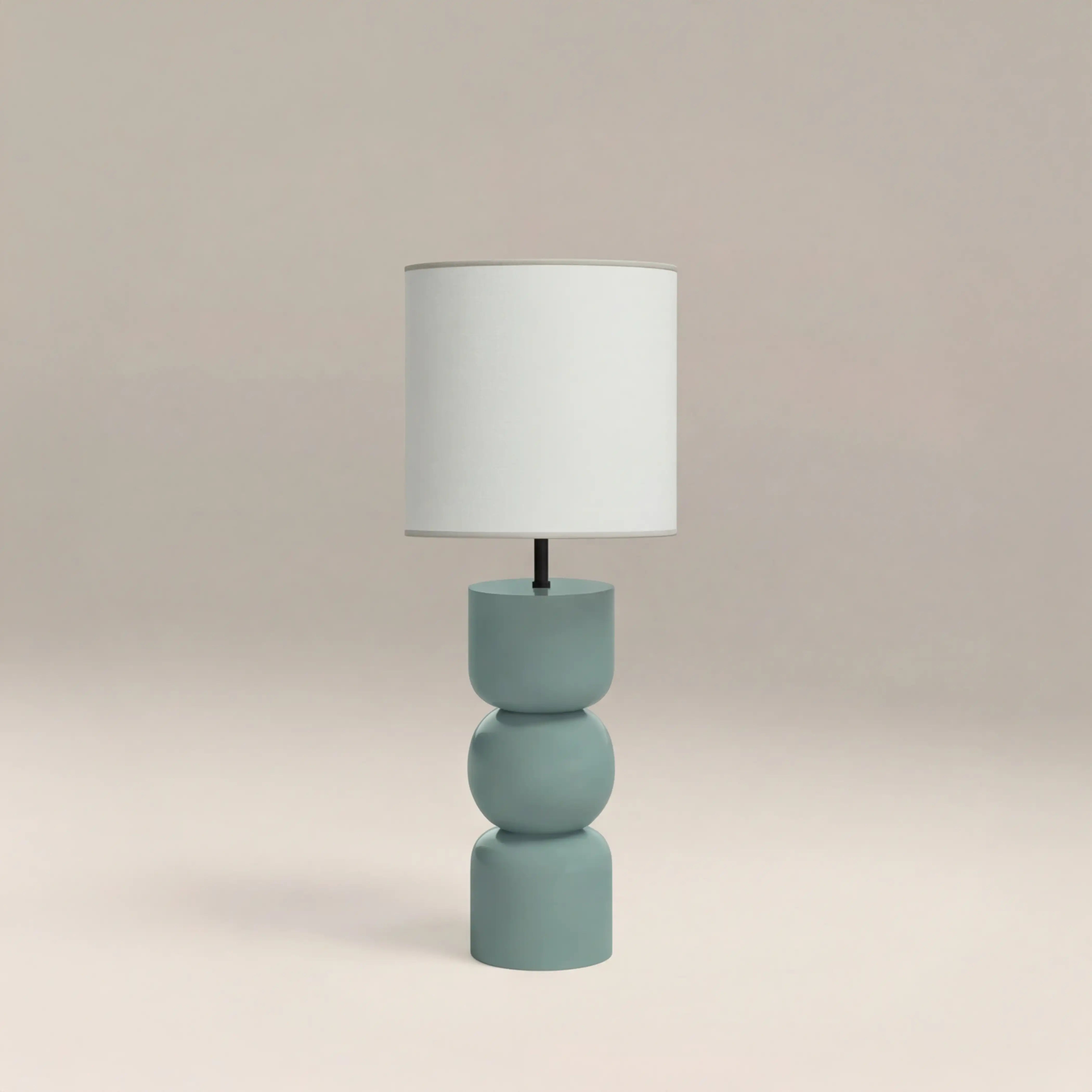 Bella Table Lamp | Natural Fabric & High Gloss Sky Blue