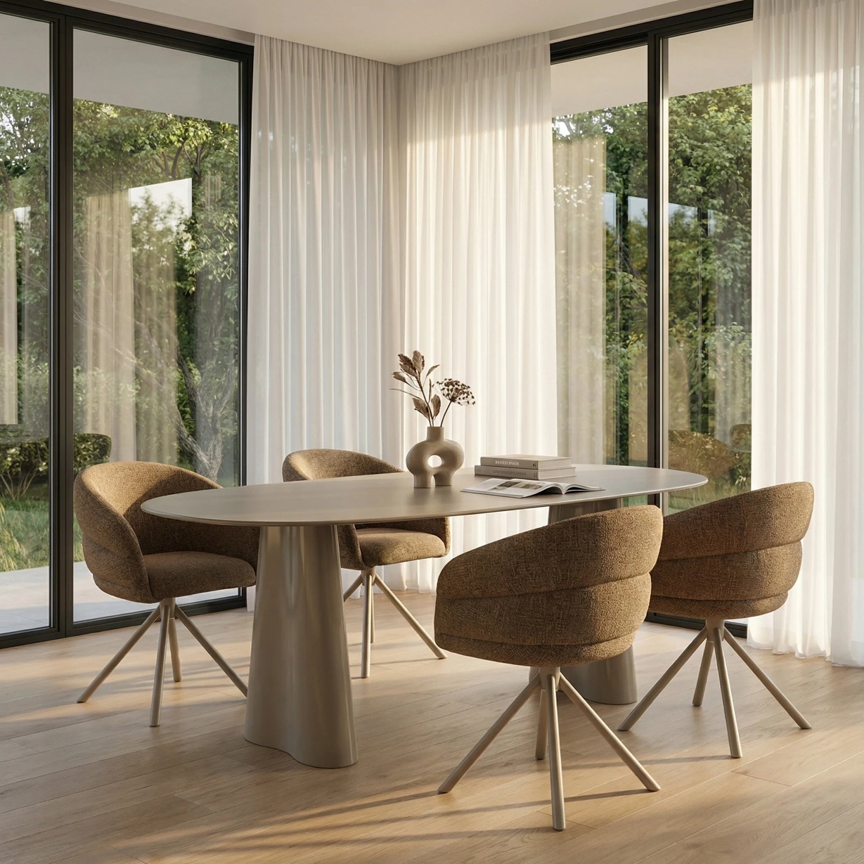 Hadley 8 Seat Oval Dining Table | Sage Green Sandblasted Glass & High Gloss Sage Green
