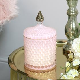 Pink & Gold Glass Candle Pot