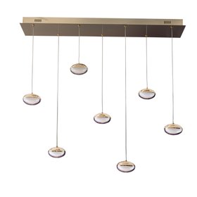 Danetti, Nina LED Adjustable 7 Pendant In Soft Gold With Clear Glass, £249
