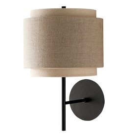 Danetti, Leonie Dark Wood Wall Light In Natural And Mocha Linen, £79