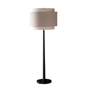 Danetti, Leonie Floor Lamp In Natural And Mocha Linen Black Wood, £249