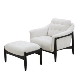 Danetti, Ember Natural Grey Fabric Occasional Chair With Footstool, £829