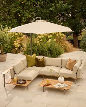 Danetti, Alvaro natural garden left hand corner bench with coffee table set