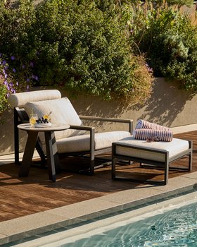 Danetti, Verano black garden chair with footstool and Bianco coffee table set