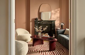 Danetti Hayes 3 seater sofa, £1,499, Daphne accent chair, £379, Carmela coffee table, £429, Odense large wall mirror, £419, Nina adjustable 10 pendant, £349, Louis table lamp, £89 and Abstract Swirl large rug, £579