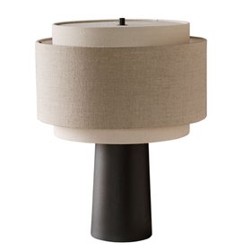 Danetti, Leonie Dark Wood Table Lamp In Natural And Mocha Linen, £189