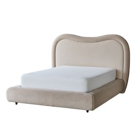Danetti, Naomi Champagne Velvet And Natural Chenille Fabric King Size Ottoman Bed