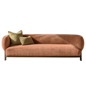 Danetti, Florence Apricot Chenille With Dark Wood 3 Seater Sofa, £1,429