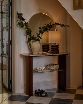 Danetti, Adalynn Console Table, £429, Channing Wall Mirror, £169 And Hepworth Table Lamp, £149