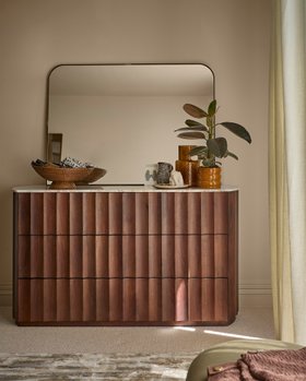 Danetti, Juniper Dark Mango Wood Chest Of Drawers, £849 And Larson Large Mantle Wall Mirror Black, £319
