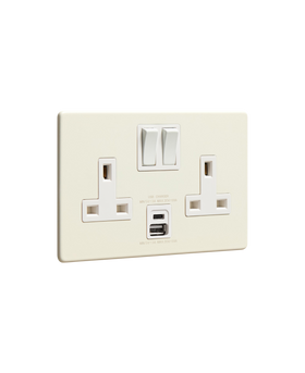 Whipped cream double socket with USB & USB-C - white inserts