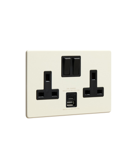 Whipped cream double socket with USB & USB-C - black inserts