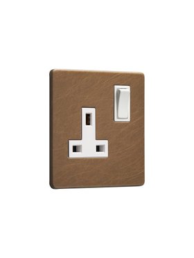 Antique brass single socket - white inserts