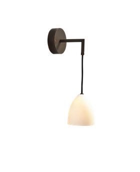 Porcelain Hanging Wall Light - Antique Brass