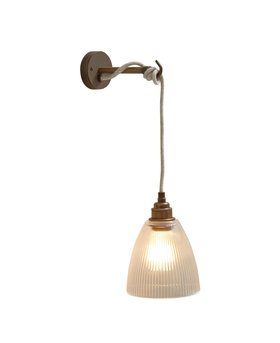 Brewers Brass Angler Wall Light with Fluted Glass Shade
