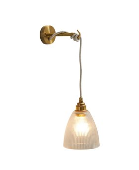 Gold Angler Wall Light with Fluted Glass Shade