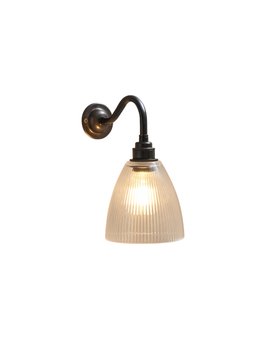Antique Black Bramley Wall Light with Fluted Glass Shade