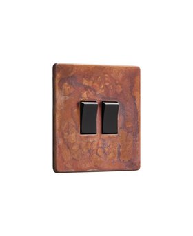 Oxide Copper Double Rocker Switch - Black Rockers