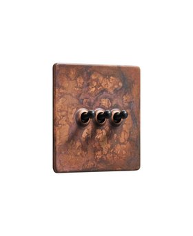 Oxide Copper Triple Toggle Switch - Black Toggles