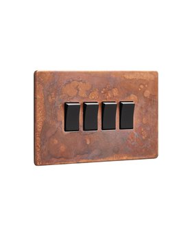 Oxide Copper Quadruple Rocker Switch - Black Rockers
