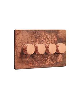 Oxide Copper Quadruple Dimmer Switch - Brushed Copper Dimmer Knobs