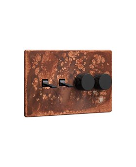 Oxide Copper Quadruple Combination Switch (2 toggle, 2 dimmer) - Black Details