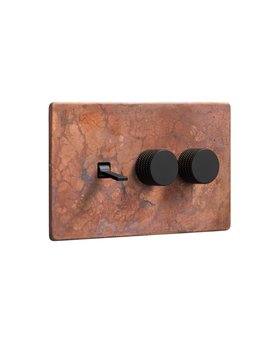 Oxide Copper Triple Combination Switch (1 toggle, 2 dimmer) - Black Details