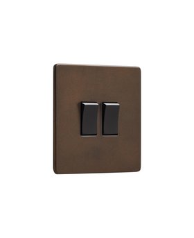 Bronze Double Rocker Switch - Black Rockers