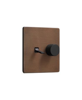 Bronze Double Combination Switch (1 toggle, 1 dimmer) - Black Details