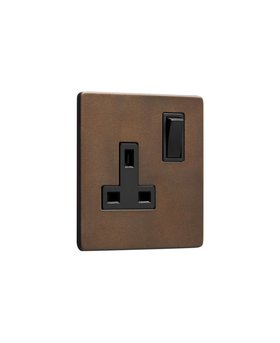 Bronze Single Plug Socket - Black Inserts
