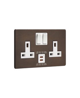 Bronze Double Socket with USB-C - White Inserts