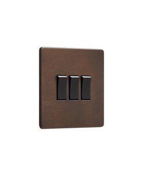 Bronze Triple Rocker Switch - Black Rockers