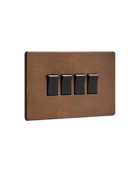 Bronze Quadruple Rocker Switch - Black Rockers