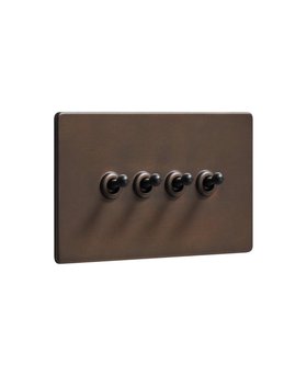 Bronze Quadruple Toggle Switch - Black Toggles