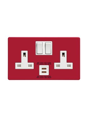 Sweet Cherry Double USB-C Socket - White Inserts