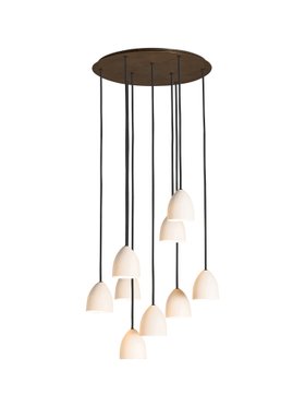 Porcelain 9 Light Cluster - Antique Brass