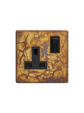 Elemental Gold Single Plug Socket - Black Inserts