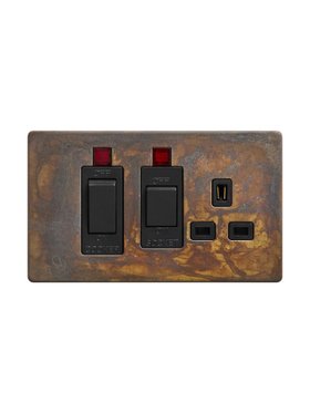Elemental Gold Cooker Switch & Socket - Black Inserts