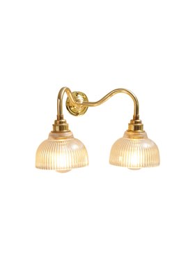 Gold Bramley 2 Arm Wall Light with Fluted Mini Shades