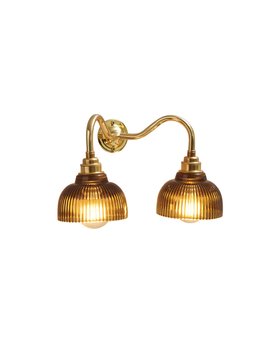 Gold Bramley 2 Arm Wall Light with Tobacco Fluted Mini Shades