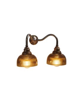 Brewer's Brass Bramley 2 Arm Wall Light with Tobacco Fluted Mini Shades