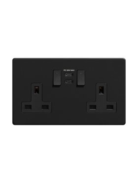 Black Smart Socket with USB-C - Black Inserts