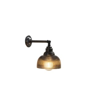 Antique Black Manston Wall Light with Smokey Fluted Mini Shade