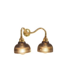 Gold Bramley 2 Arm Wall light with Smokey Fluted Mini Shades