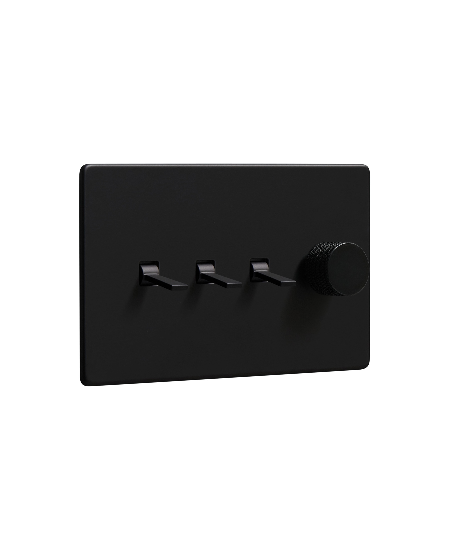 Black quadruple combo switch (3 toggle, 1 dimmer) - Black details
